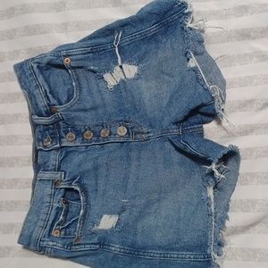 Gap button fly distressed shorts